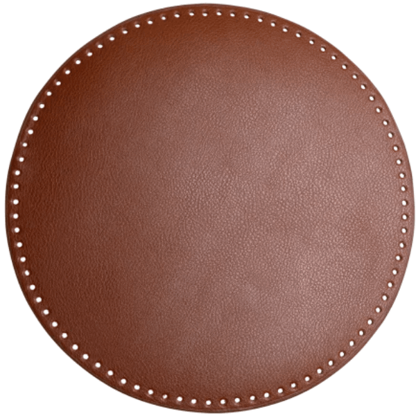 Go Handmade Base de Sac/Panier, Cuir PU, Rond, 35 cm 22570 Brun