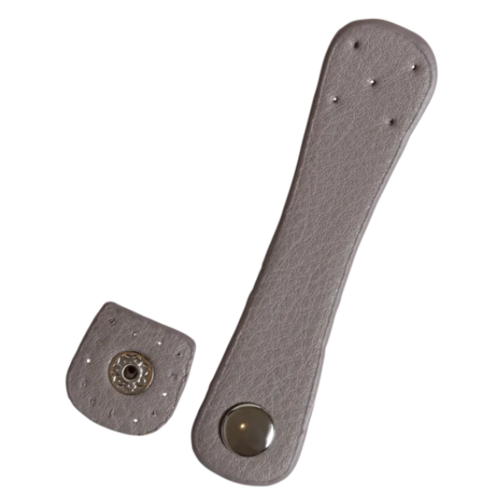 Go Handmade Sangle de Sac avec Bouton-Pression Argenté 2x11 cm Beige/Argent