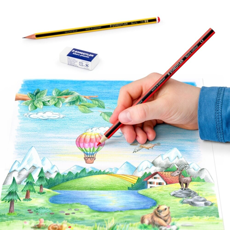 STAEDTLER Noris Club Crayons de couleur + Crayon & gomme, 12 + 2 pcs