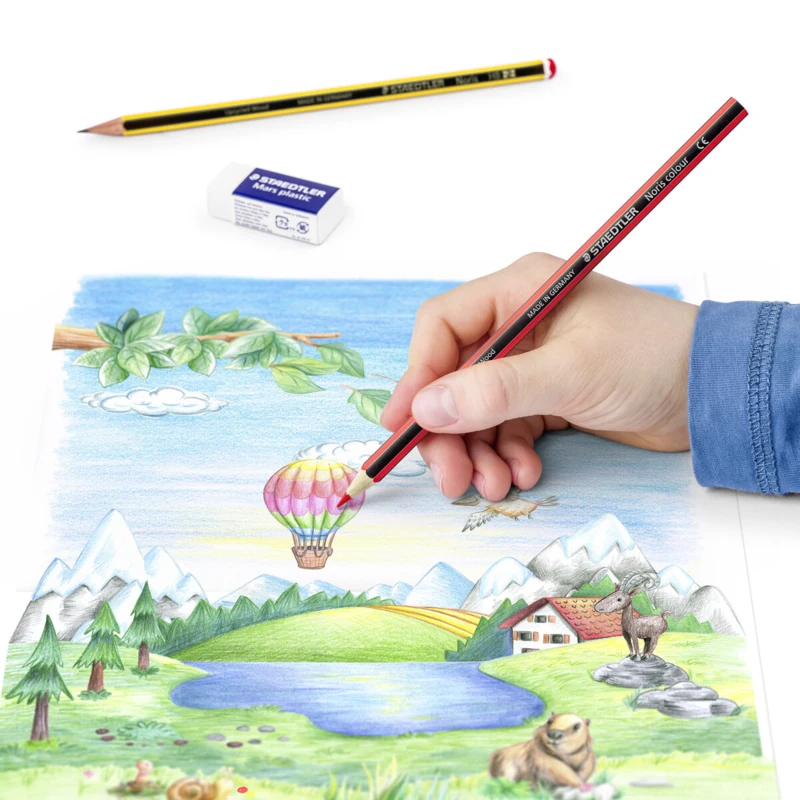 STAEDTLER Noris Club Crayons de couleur + Crayon & gomme, 12 + 2 pcs – Application
