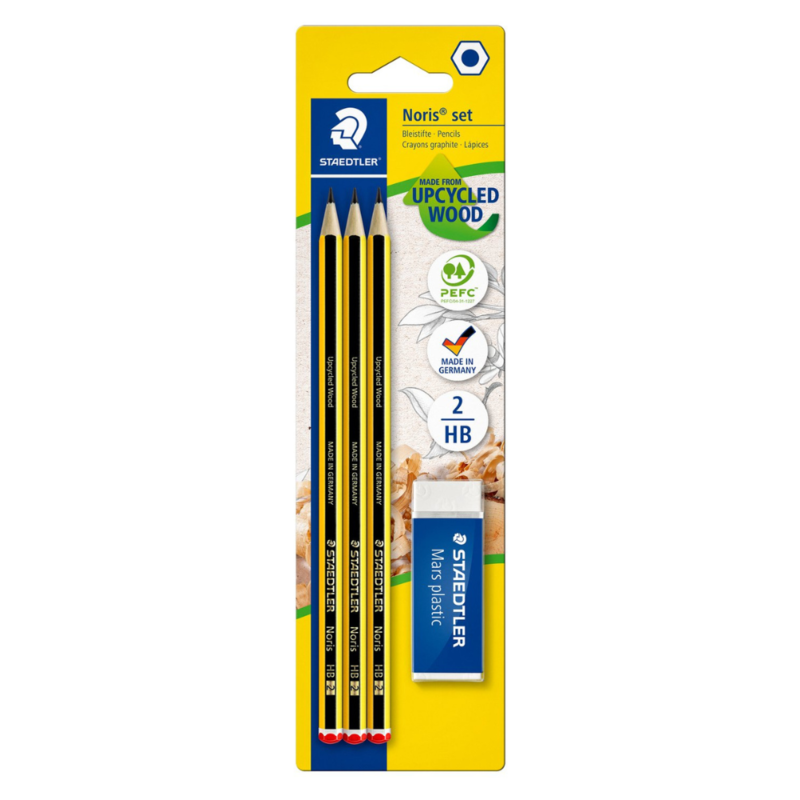 STAEDTLER Noris Crayons & gomme, 3 + 1 pc