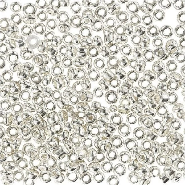 Rocaiperler, Glasperler 1,7 mm Sølv/metal