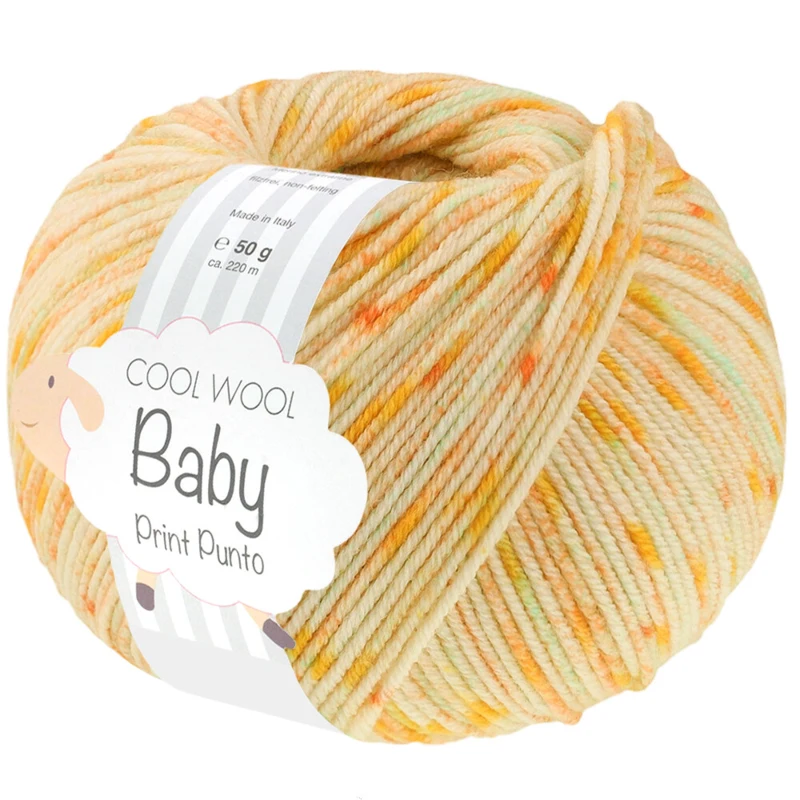 Lana Grossa Cool Wool Baby 374 Jaune citron/Jaune/Turquoise/Vert de mai
