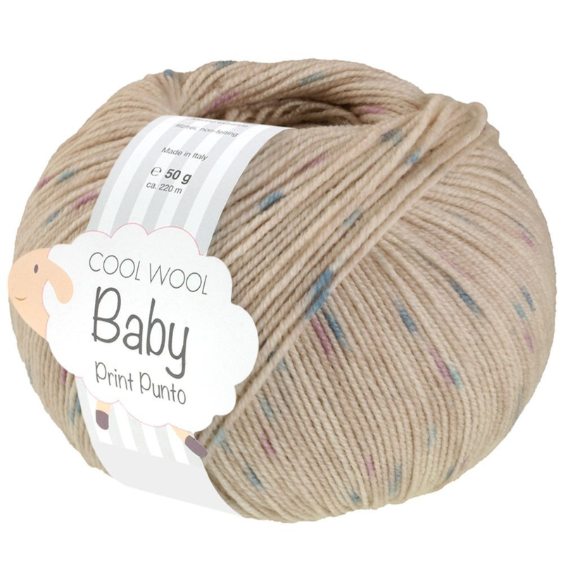 Lana Grossa Cool Wool Baby 371 Beige clair/Turquoise/Violet