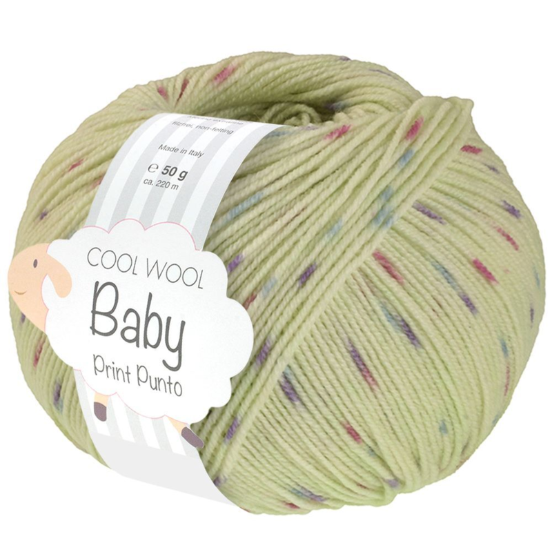 Lana Grossa Cool Wool Baby 372 Vert blanc/Bleu clair/Orchidée/Violet