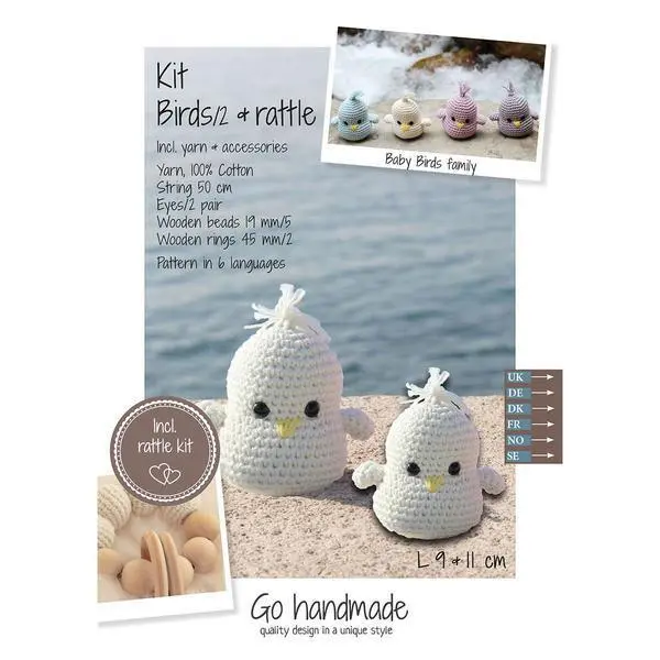 Go Handmade Kit Crochet Bébé Oiseaux et Hochet