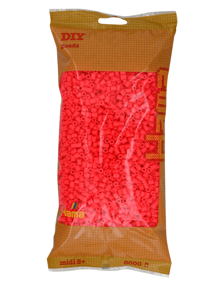 Perles Hama Midi, couleur unie, 6000 pièces 205-33 Cerise fluo