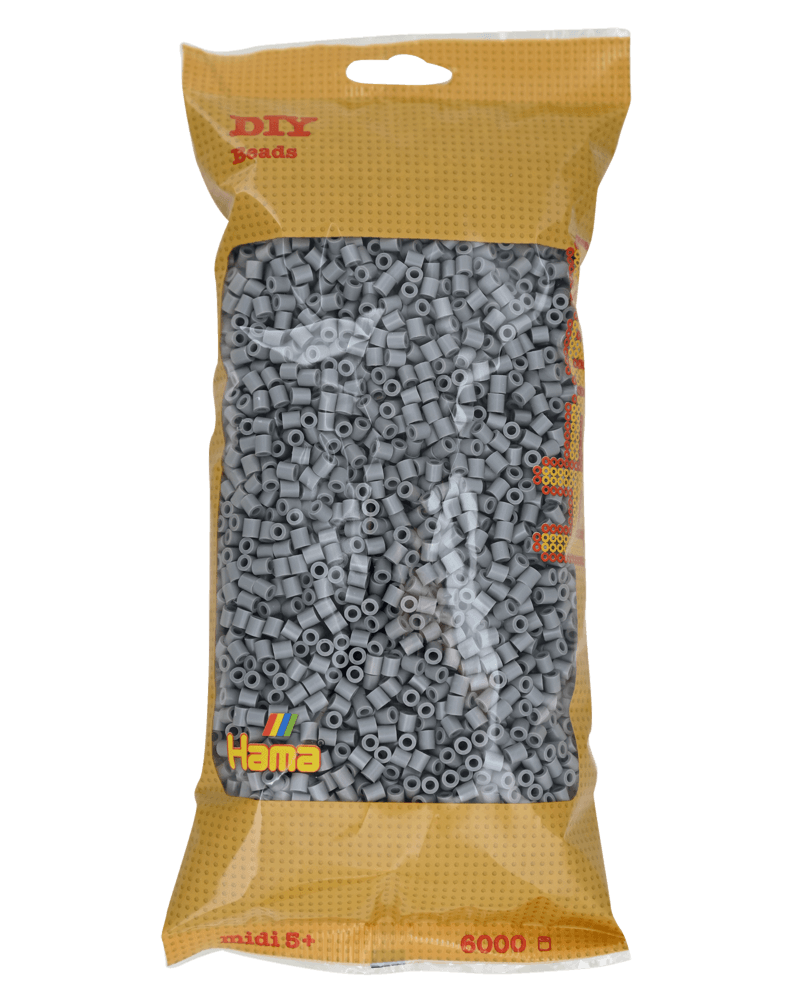 Perles Hama Midi, couleur unie, 6000 pièces 205-17 Gris