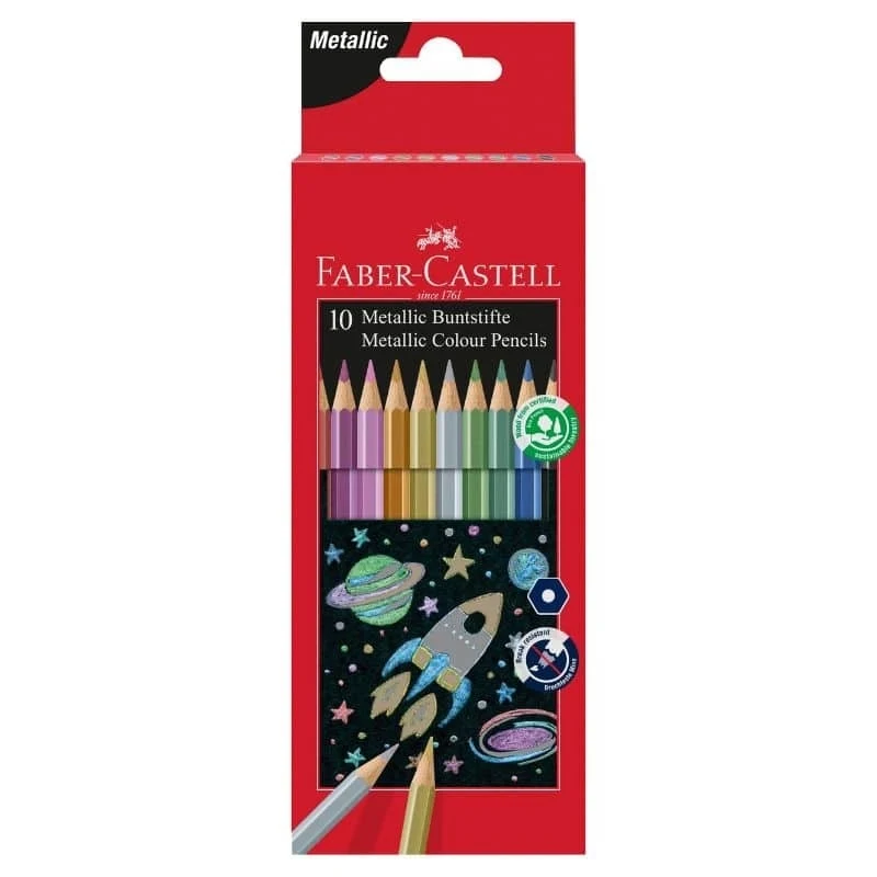 Faber-Castell, Ensemble de 10 crayons de couleur métalliques