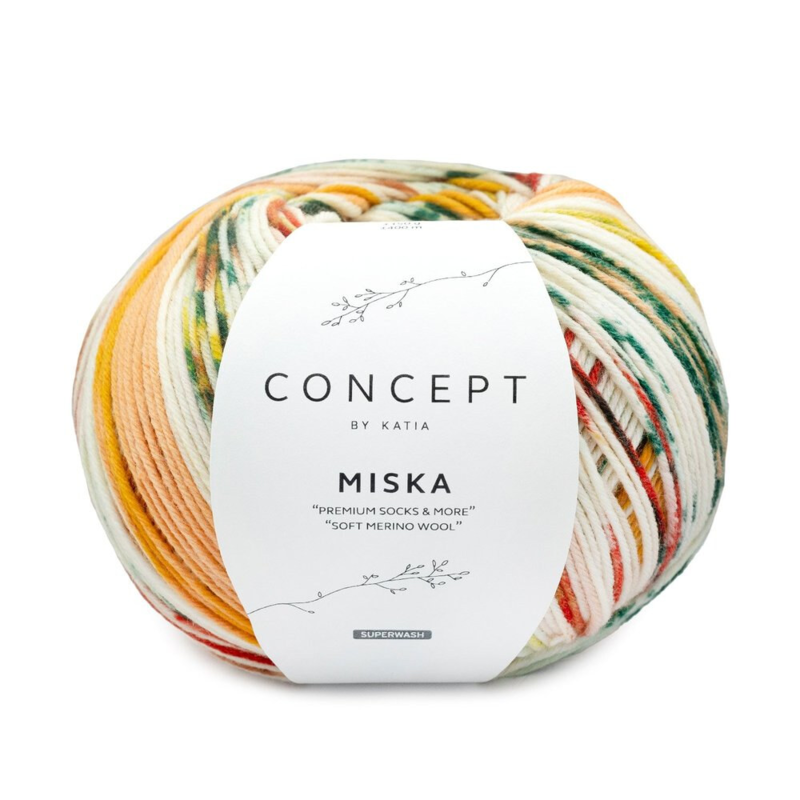 Katia Concept Miska Socks 101 Jaune Ocre-Pistache-Orange