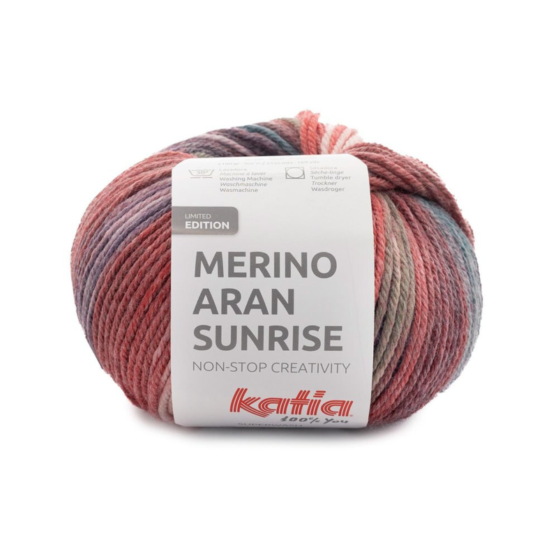 Katia Merino Aran Sunrise 309 Violet-Vert-Rouge