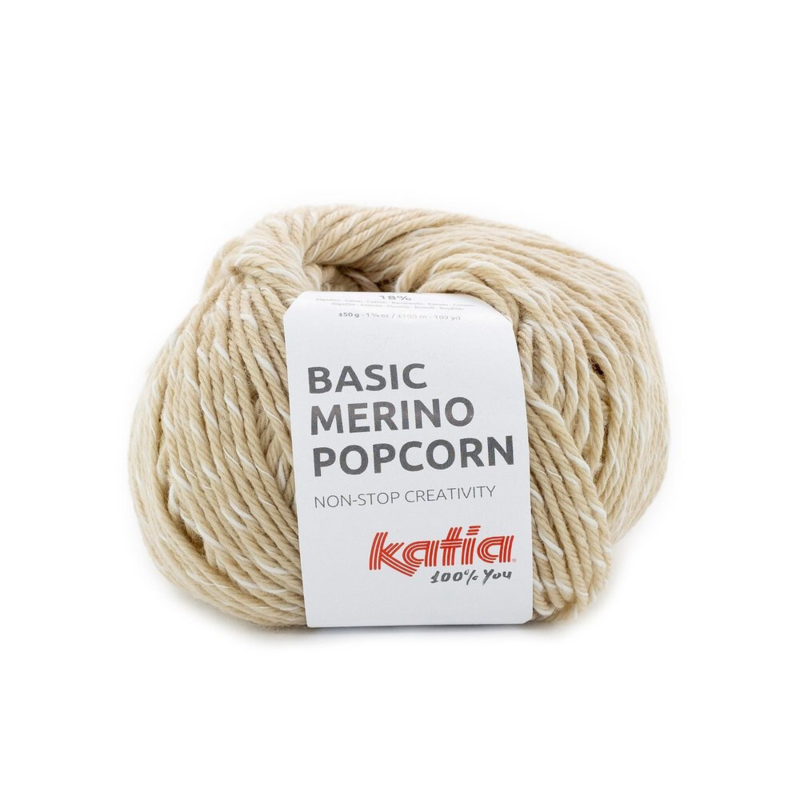 Katia Basic Merino Popcorn 105 Beige-blanc