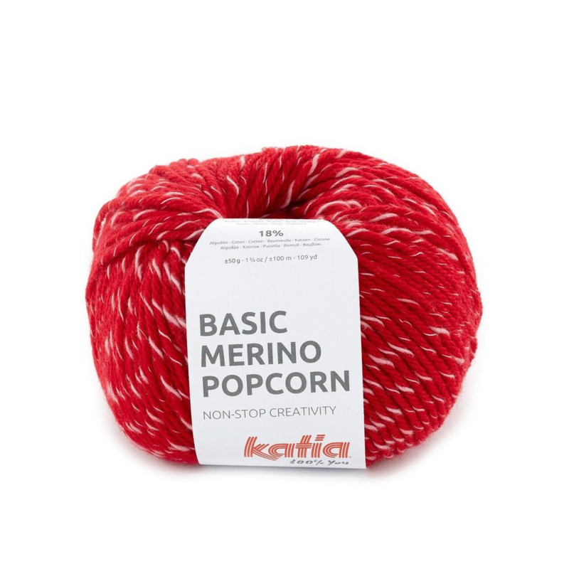 Katia Basic Merino Popcorn 109 Rouge-blanc