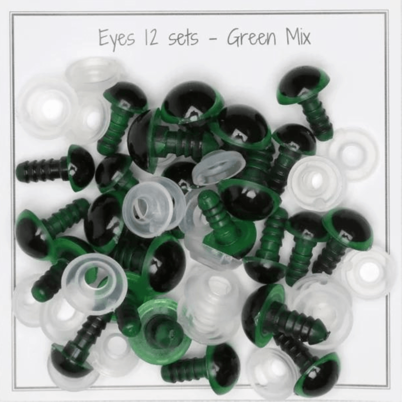 Go Handmade Yeux de sécurité, Verts, Pack Mixte, 12 Paires