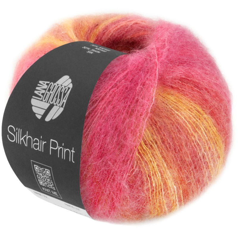 Lana Grossa Silkhair Print 428 Baie/Vieux Rose/Fuchsia/Framboise/Jaune Doré/Nougat