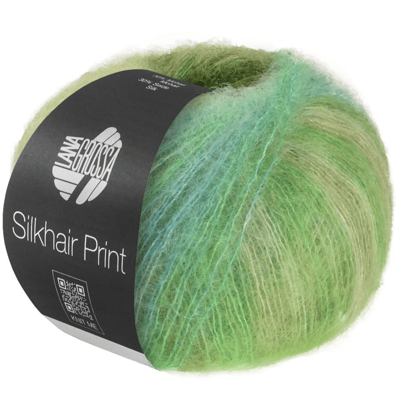 Lana Grossa Silkhair Print 439 Jaune-/blanc-/vert olive/turquoise