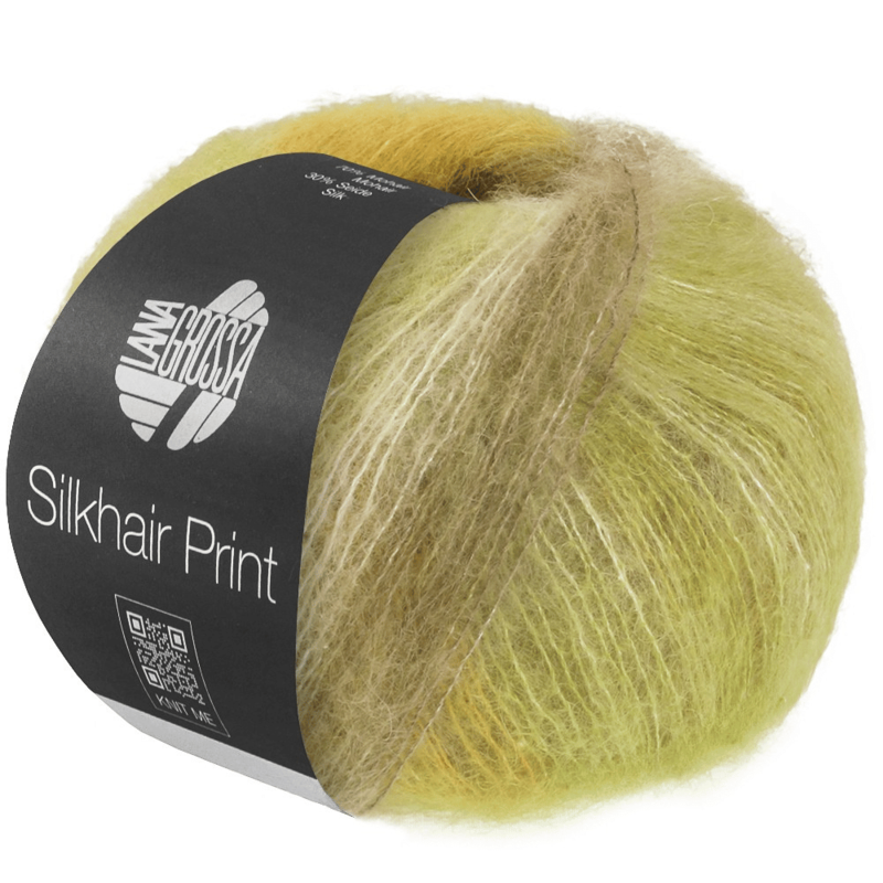 Lana Grossa Silkhair Print 433 Citron vert/jaune/taupe/beige clair