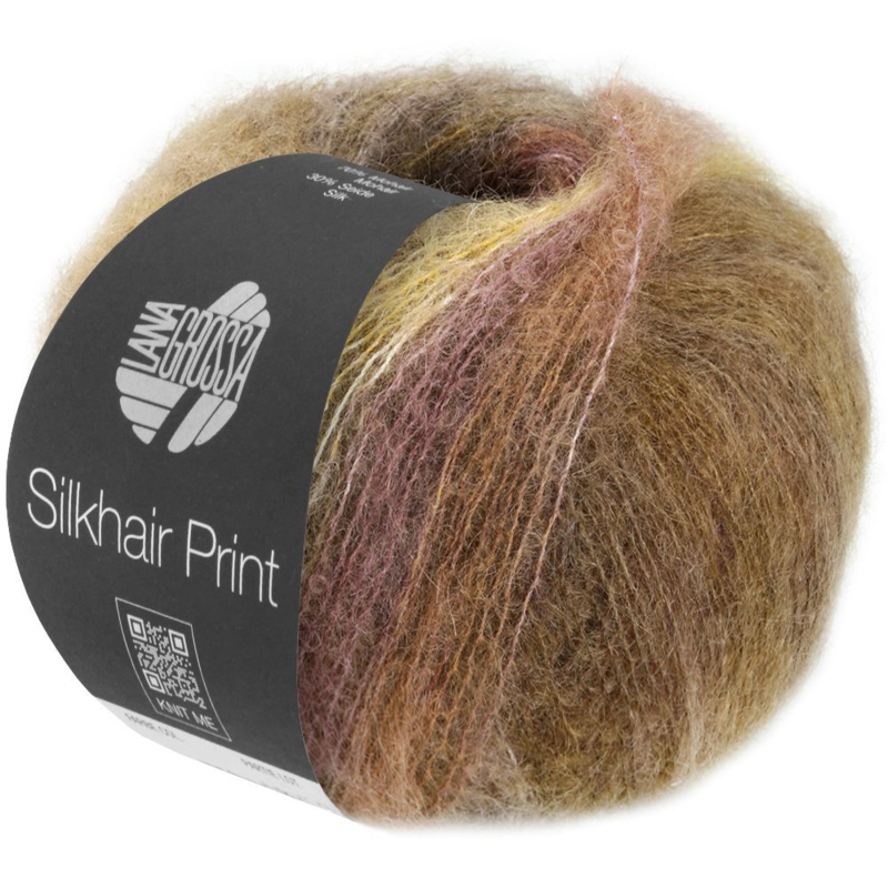 Lana Grossa Silkhair Print 427 Nougat/Jaune/Olive/Gris Olive