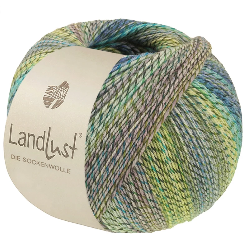 Lana Grossa Landlust Die Sockenwolle 221 Citron vert/Olive clair/Olive foncé/Gris clair/Bleu clair/Turquoise/Jade/Bleu