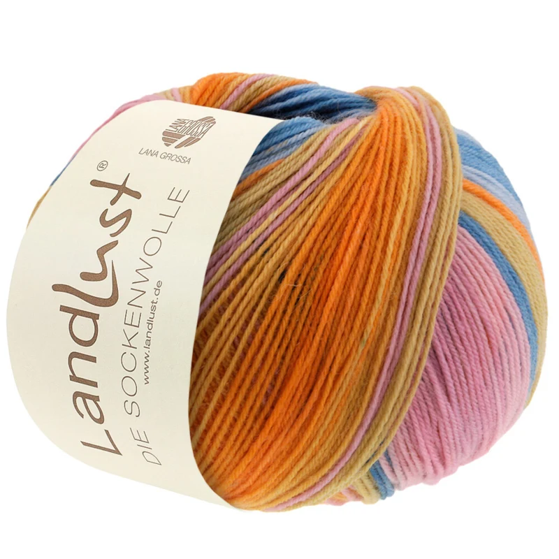 Lana Grossa Landlust Die Sockenwolle 129 Rose/Vieux rose/Bruyère/Vert jaune/Jaune/Orange/Menthe/Vert marin