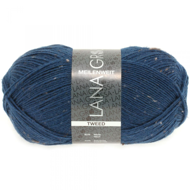 Lana Grossa Meilenweit 100 Tweed 128 Bleu pétrole foncé