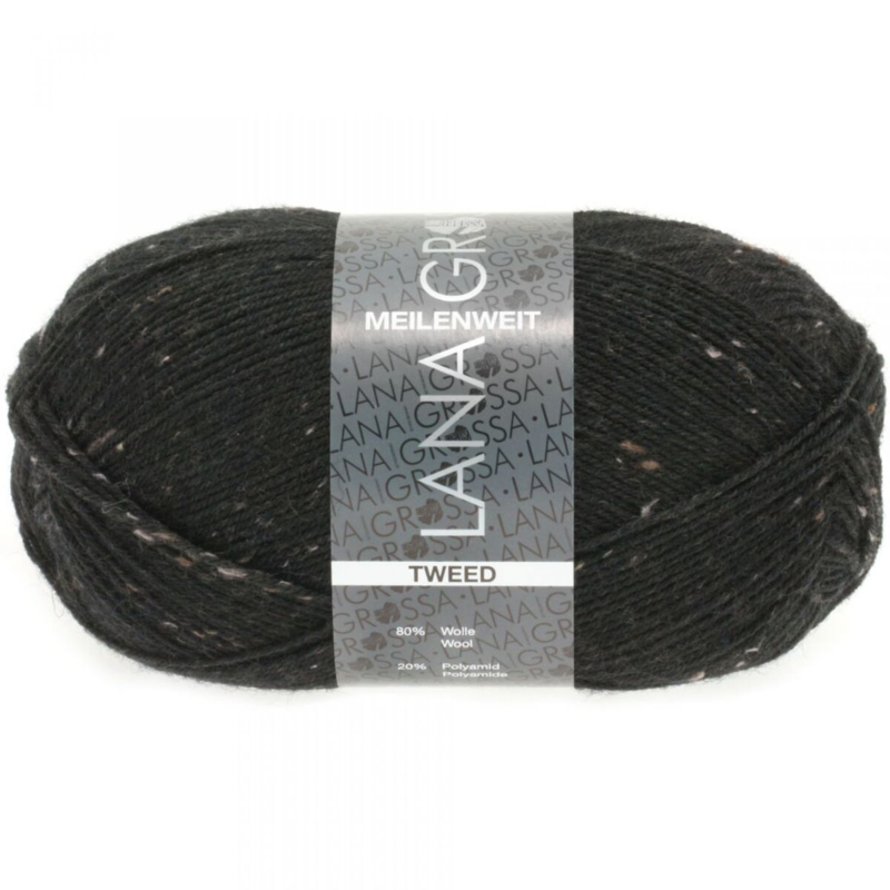 Lana Grossa Meilenweit 100 Tweed 126 Noir