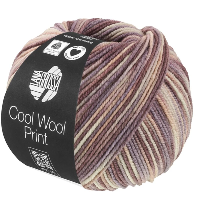 Lana Grossa Cool Wool Print 845 Grège/Beige/Mauve/Taupe/Brun gris
