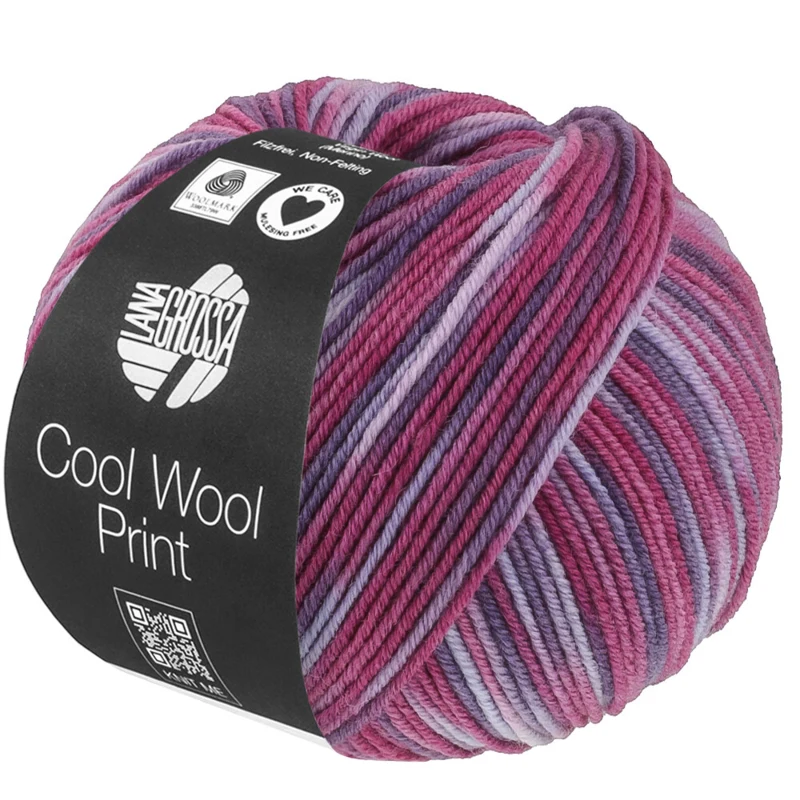 Lana Grossa Cool Wool Print 841 Violet/Fuchsia foncé/Rouge violet