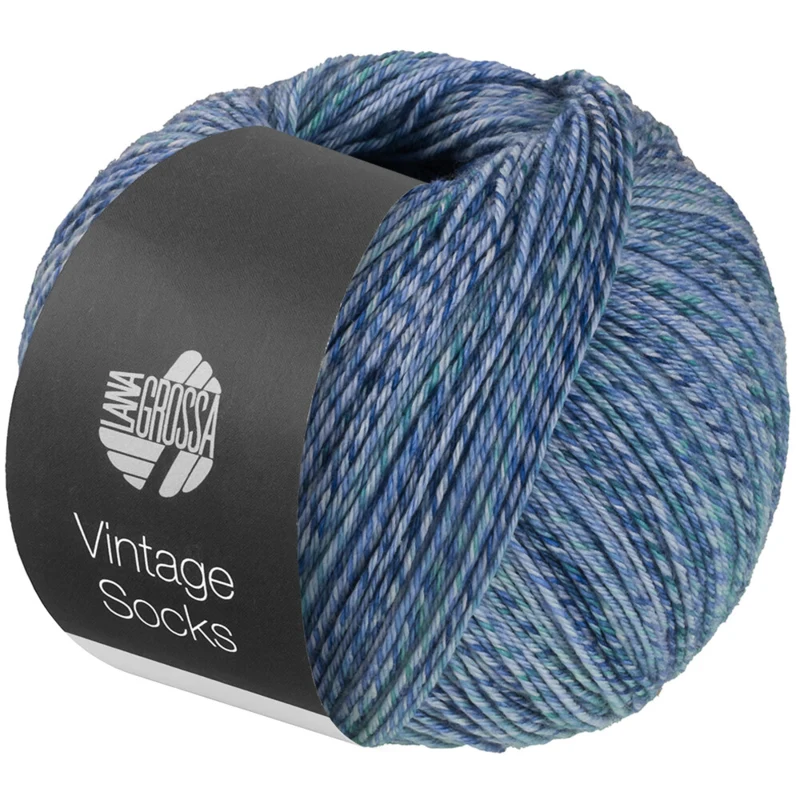 Lana Grossa Vintage Socks 1017 Gris clair/jean/bleu violacé/gris vert chiné