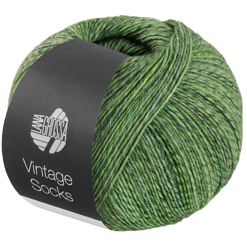 Lana Grossa Vintage Socks 1016 Vert clair/mousse/vert gris chiné
