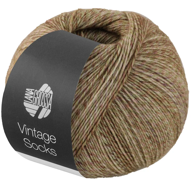 Lana Grossa Vintage Socks 1013 Kaki/beige clair/vert tendre/brun chiné