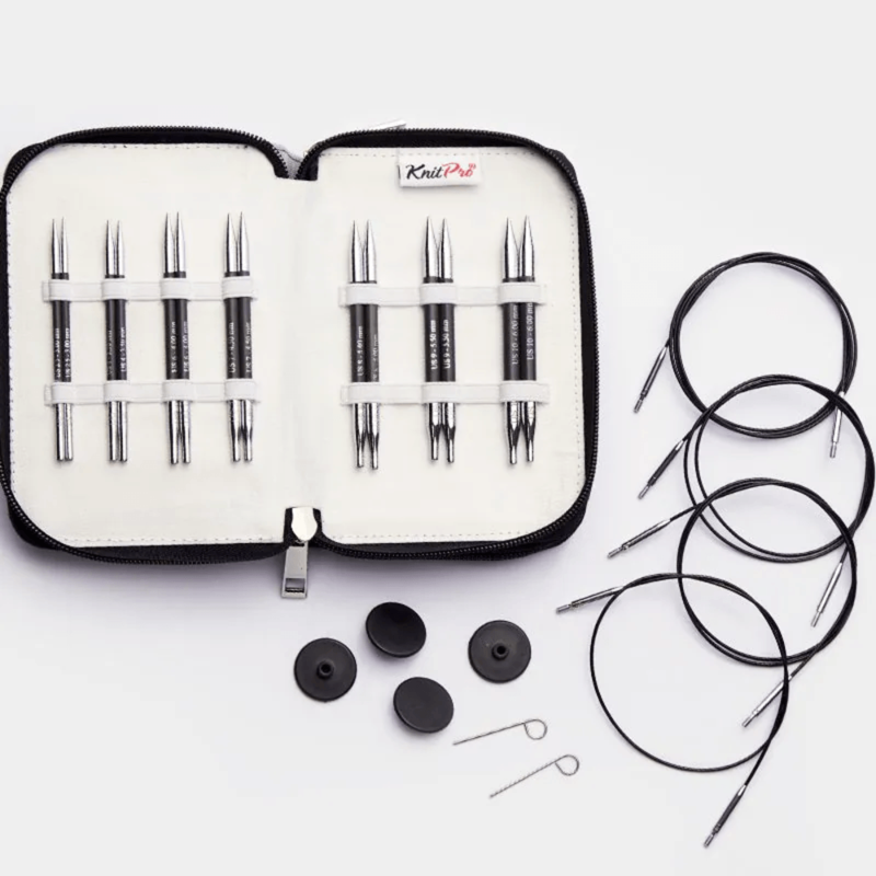 KnitPro Karbonz Special Ensemble d'Aiguilles Circulaires Interchangeables, Midi, 10 cm