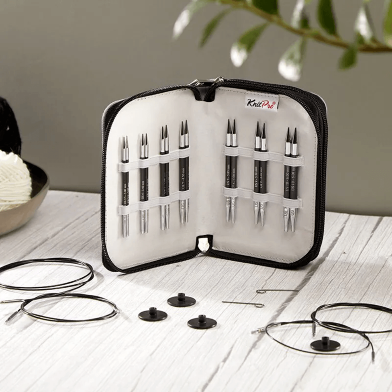 KnitPro Karbonz Special Ensemble d'Aiguilles Circulaires Interchangeables, Midi, 10 cm