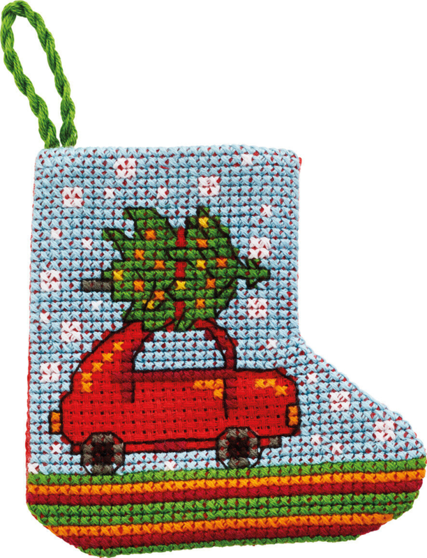 Kit de Broderie Voiture de Noël 7 x 7 cm