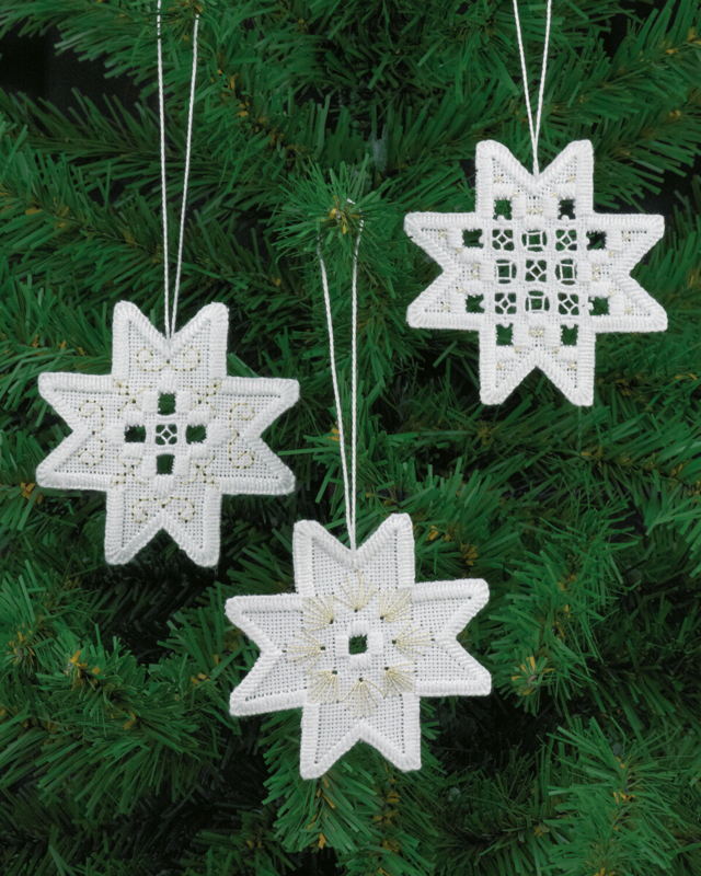 Kit de broderie Hardanger étoiles x3 7,5x7,5 cm
