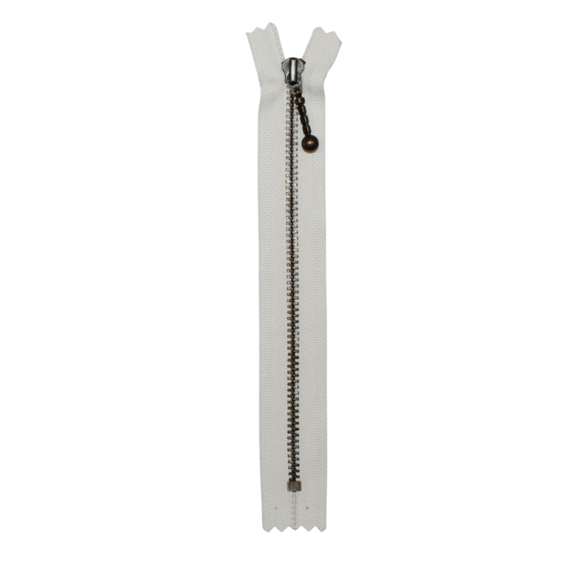 YKK Fermeture Éclair Fixe Laiton Antique 4 mm 14 cm 841 Écru