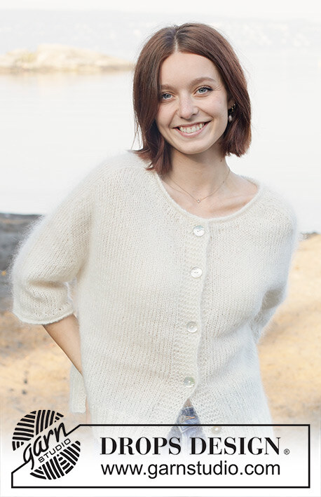 258-18 Wispy Dandelion Cardigan by DROPS Design