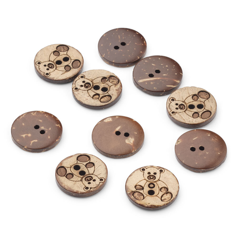 LindeHobby Boutons en Noix de Coco, Ours, 10 pcs