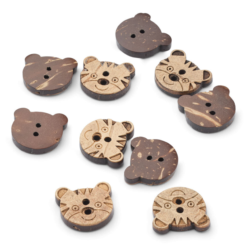 LindeHobby Boutons en Noix de Coco, Tigre, 10 pcs