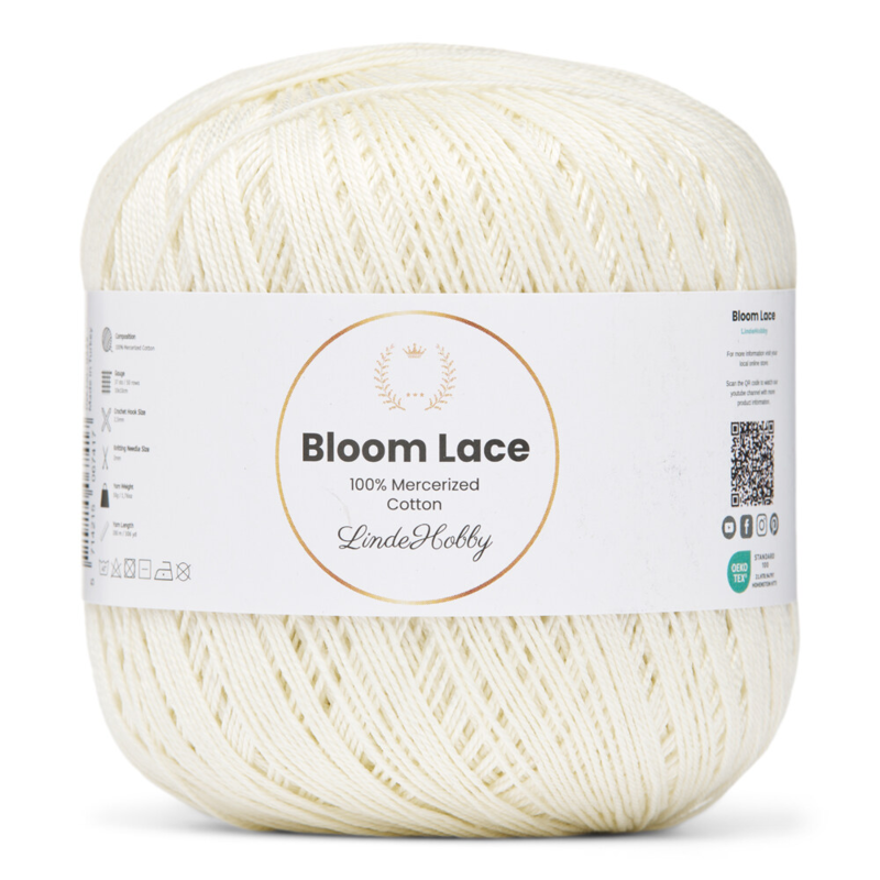 LindeHobby Bloom Lace Mercerized Cotton 30 Blanc naturel