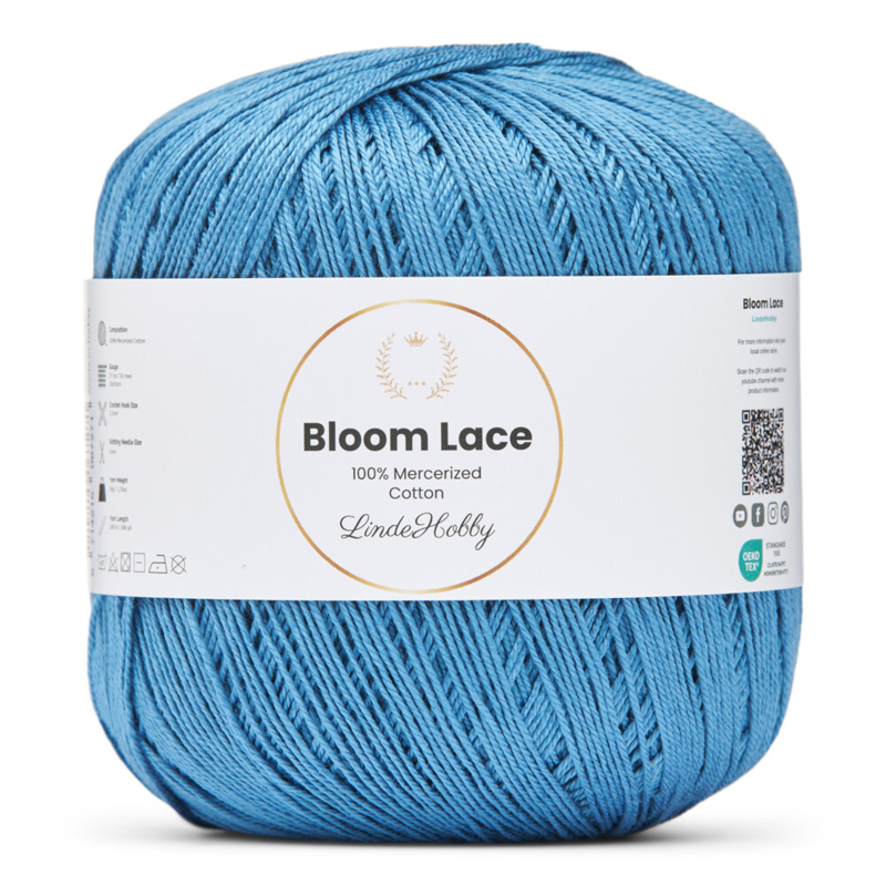 LindeHobby Bloom Lace Mercerized Cotton 16 Bleu denim