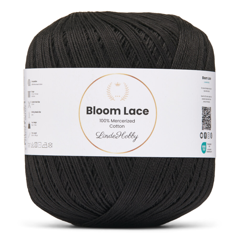 LindeHobby Bloom Lace Mercerized Cotton 01 Noir