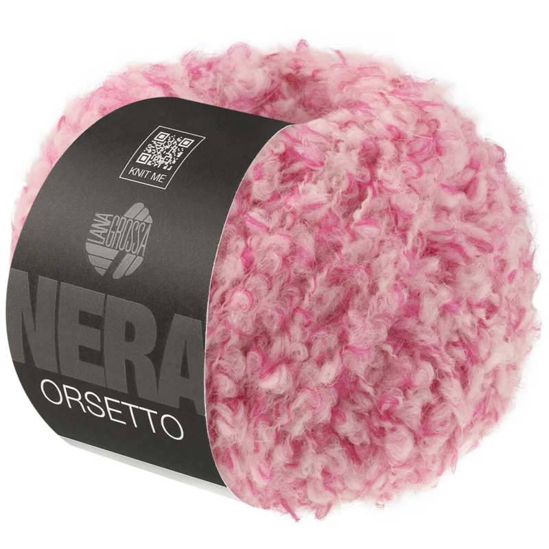 Lana Grossa Orsetto 101 Rose vif/Blanc brut
