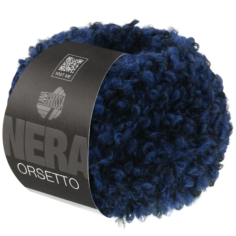 Lana Grossa Orsetto 107 Bleu foncé/Noir