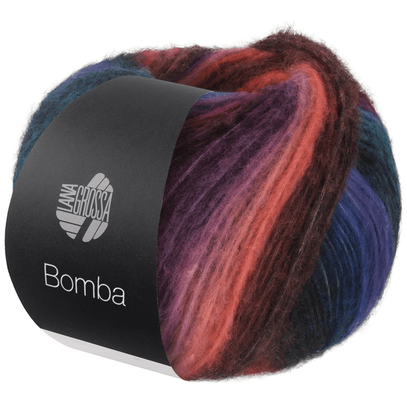 Lana Grossa Bomba 03 Saumon/gris rouge/violet foncé/bleu turquoise/bleu pétrole/bleu roi