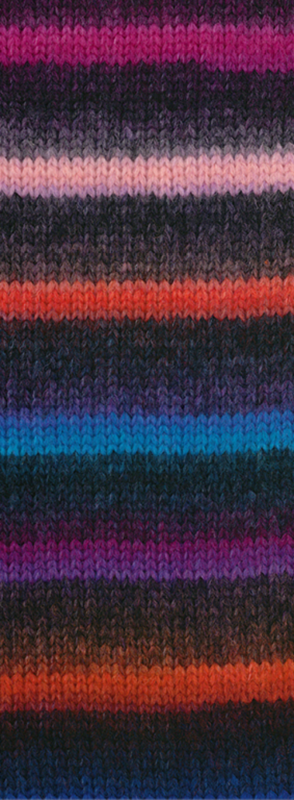 Lana Grossa Bomba 03 Saumon/gris rouge/violet foncé/bleu turquoise/bleu pétrole/bleu roi