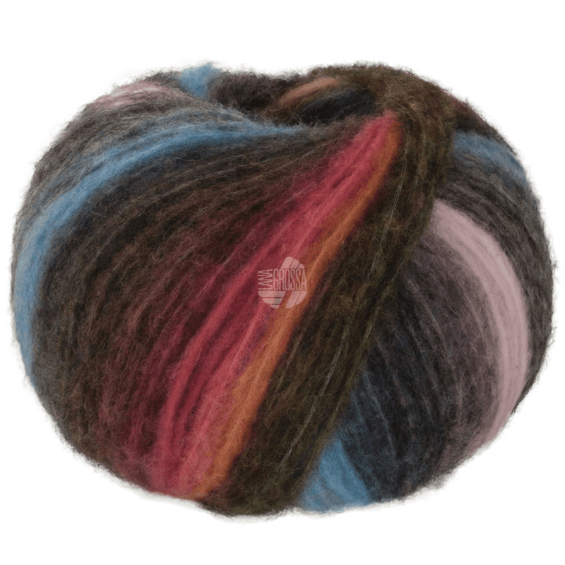 Lana Grossa Bomba 01 Gris foncé/mûre/orange/jaune-/vert foncé/bleu