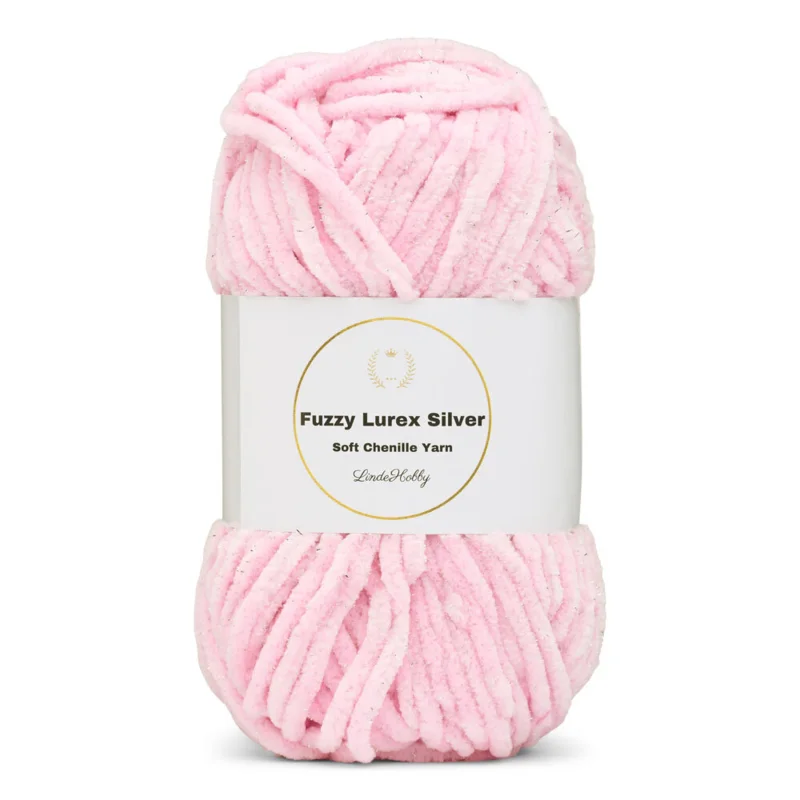 LindeHobby Fuzzy Chenille Silver Lurex 04 Rose bébé (clair)