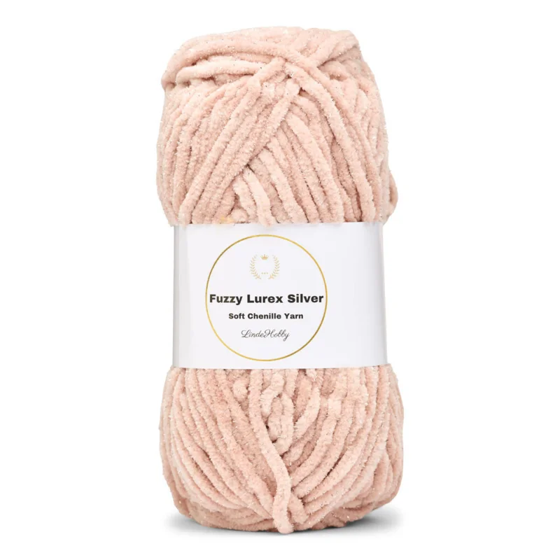 LindeHobby Fuzzy Chenille Silver Lurex 24 Beige rosé