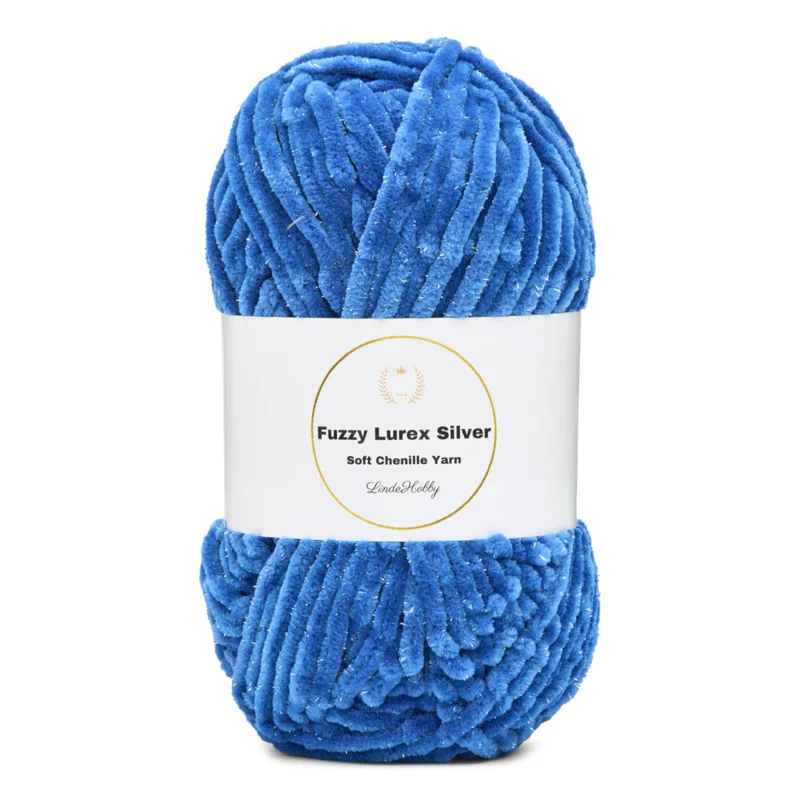 LindeHobby Fuzzy Chenille Silver Lurex 36 Bleu